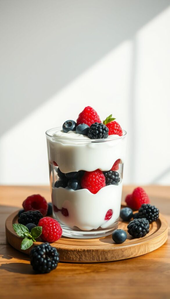 Greek yoghurt parfait with mixed berries