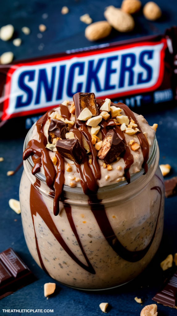 High Protein Easy To Make Snickers Overnight Oats 