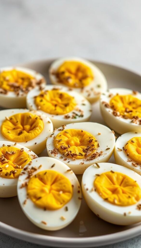 hard-boiled eggs with everything bagel seasoning