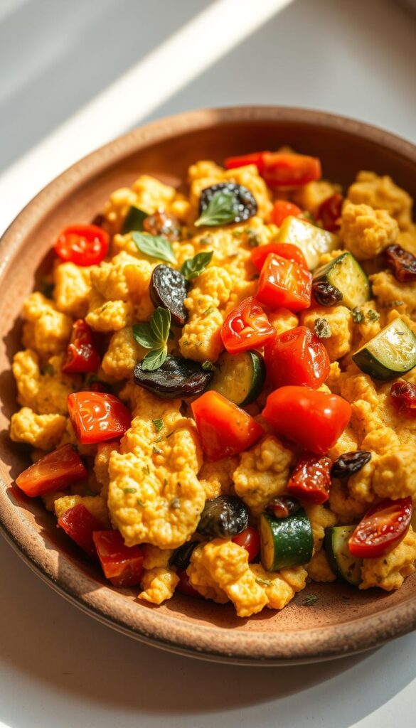 tofu scramble with Mediterranean vegetables