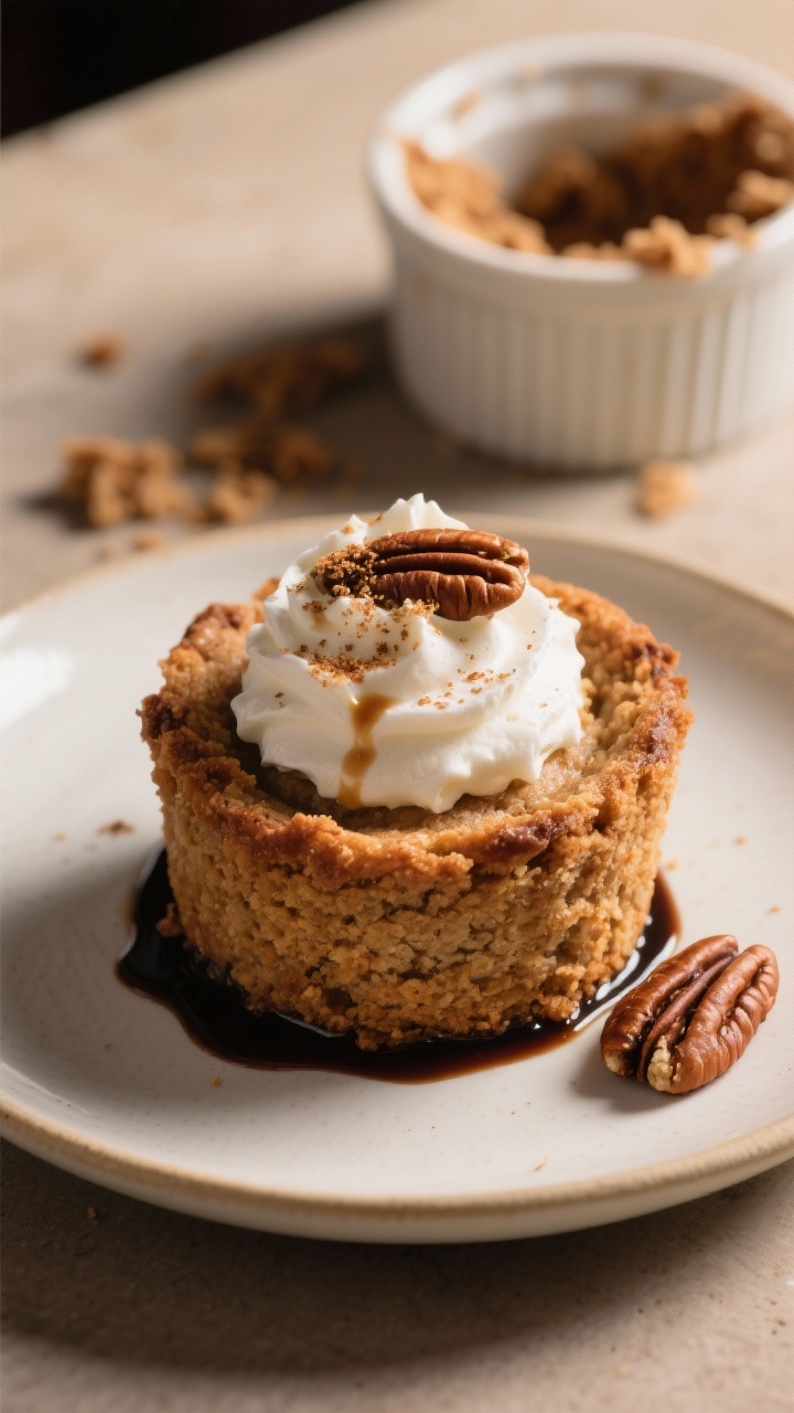 Final dish presentation: Restaurant-quality plated version baked in a ramekin, unmolded onto a small