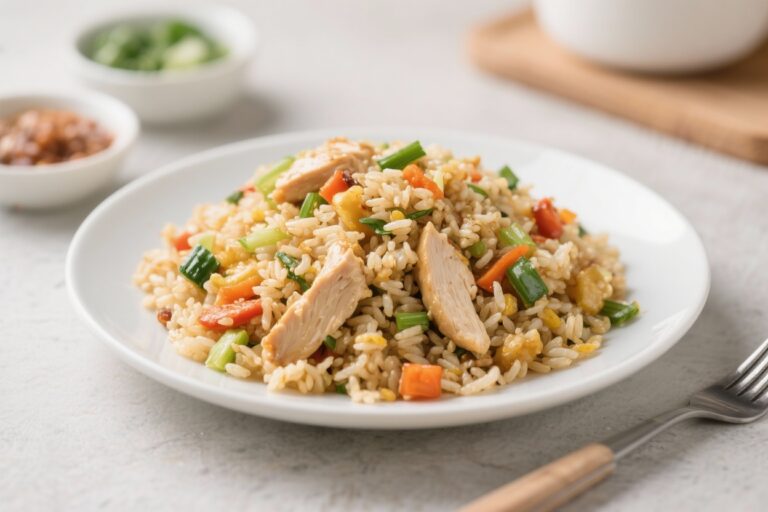 Low Cal High Protein Fried Rice With Chicken & Veg – A Lighter Take on a Takeout Favorite