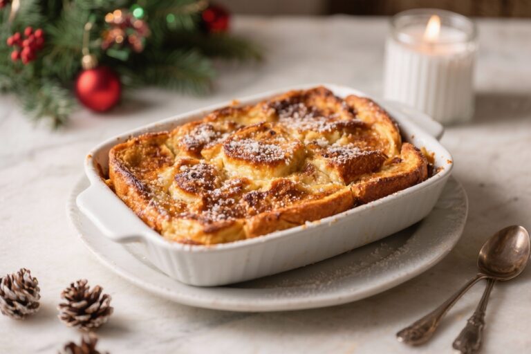 High Protein Christmas Morning French Toast Bake – Cozy, Festive, and Filling