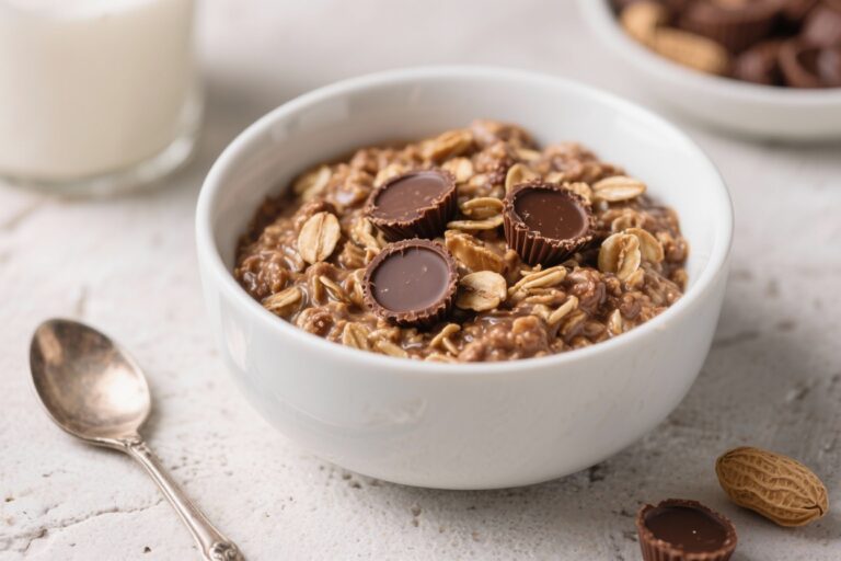 Chocolate Peanut Butter Cup Protein Oats – A Cozy, High-Protein Breakfast