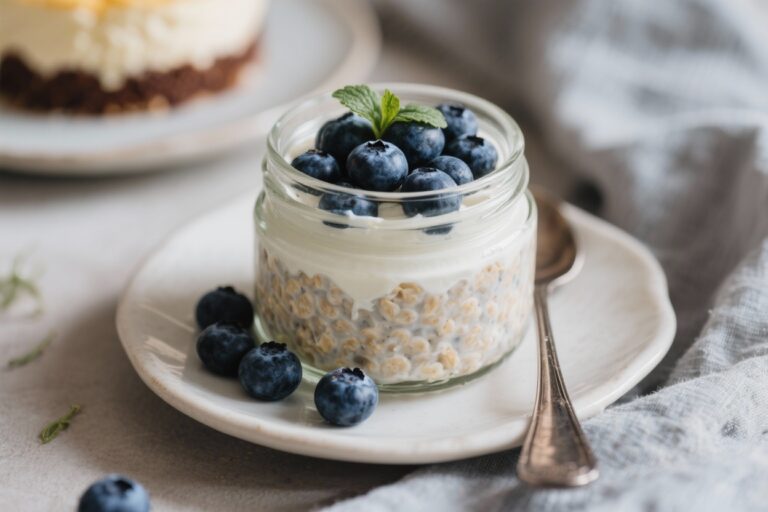 High Protein Blueberry Cheesecake Overnight Oats – A Creamy, Make-Ahead Breakfast