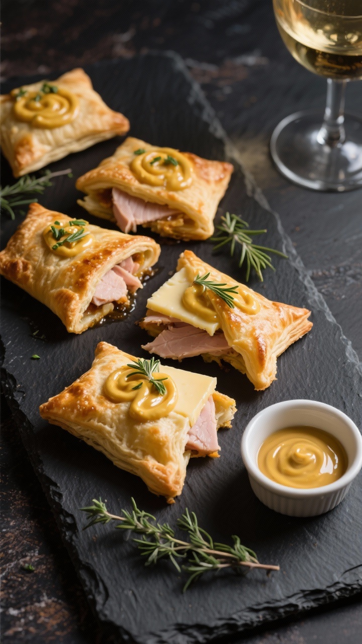 Tasty top view, final presentation: Overhead shot of a dark slate serving board arranged with folded
