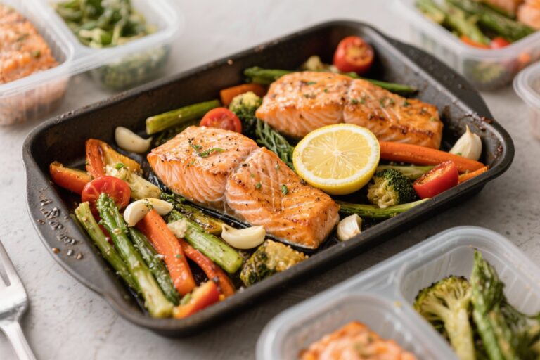 One-Pan Lemon Garlic Salmon & Veggies (Whole Foods Meal Prep) – Simple, Fresh, and Fast
