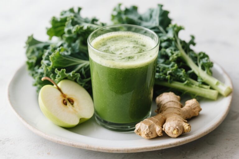 Kale, Apple & Ginger Gut-Healing Green Juice – Fresh, Bright, and Soothing