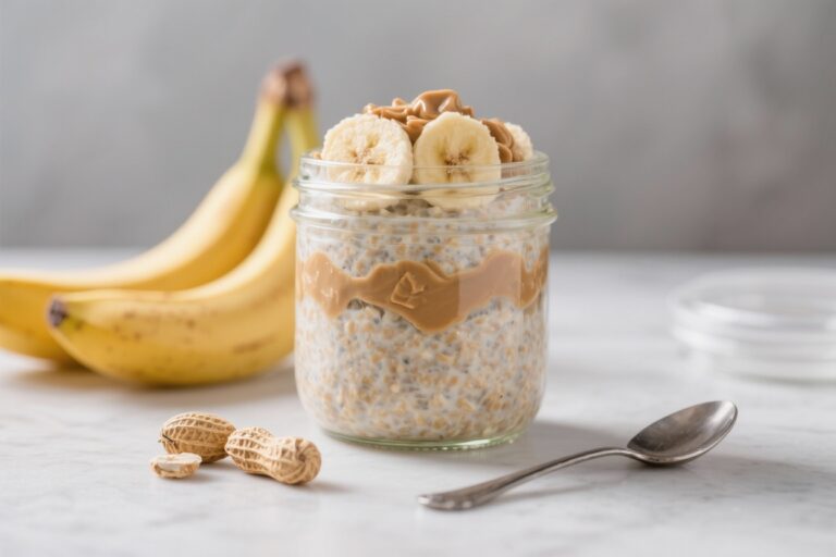 Peanut Butter Banana Protein Overnight Oats for Weight Loss
