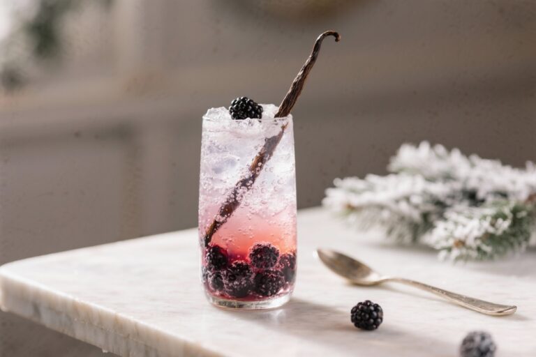 Winter Blackberry Vanilla Fizz Mocktail (Cozy & Elegant) – A Bubbly, Berry-Warm Treat