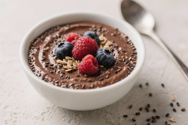 Chocolate Chia Pudding with Berries Gluten Free and Protein-Packed – Easy, Creamy, and Satisfying