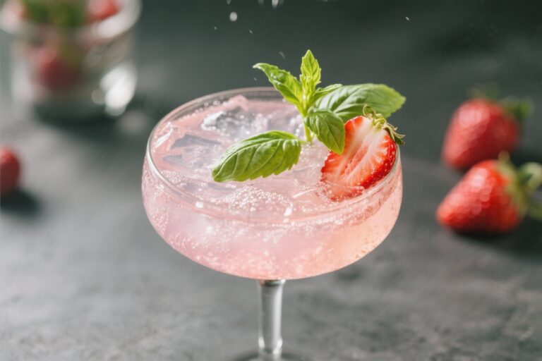 Strawberry Basil Sparkler Mocktail (Light, Fresh & Pretty) – A Refreshing Sipper