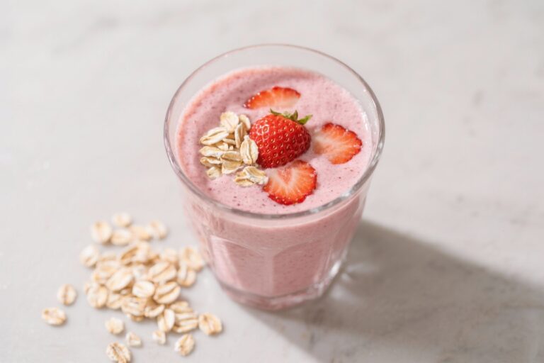Strawberry Oat Protein Smoothie (Filling Breakfast in a Glass)