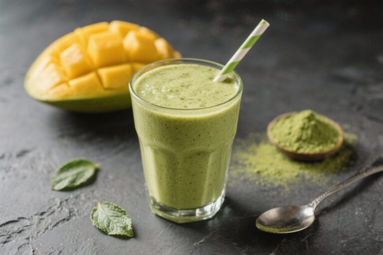 Mango Matcha Protein Smoothie (Energizing & Antioxidant-Rich)