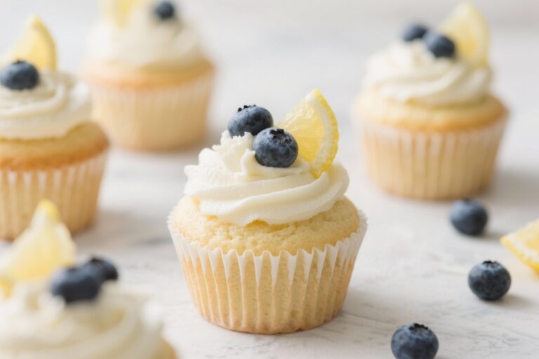 Lemon Blueberry Cupcakes (Light, Fluffy & Springy)