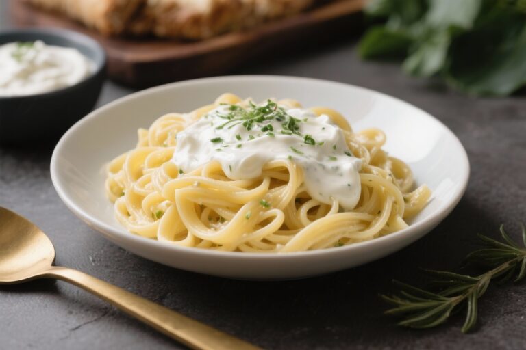High-Protein Alfredo Pasta With Greek Yogurt Sauce