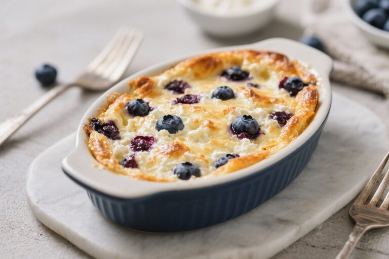 High-Protein Blueberry Cottage Cheese Breakfast Bake
