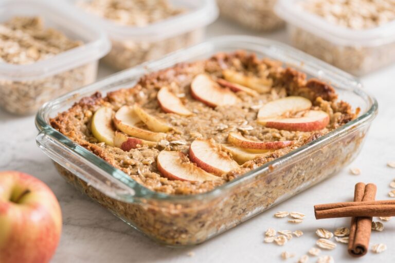 High-Protein Apple Cinnamon Oat Bake (Meal Prep Friendly)