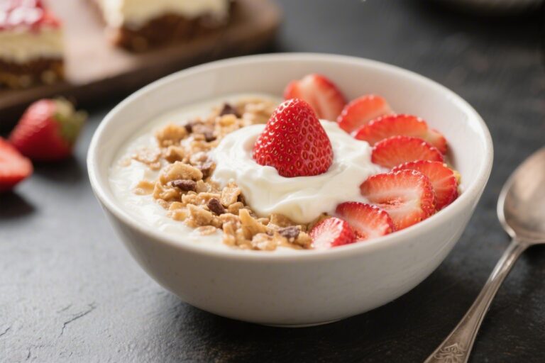 High Protein Strawberry Cheesecake Breakfast Bowl (No Bake) – Creamy, Fresh, and Ready in Minutes