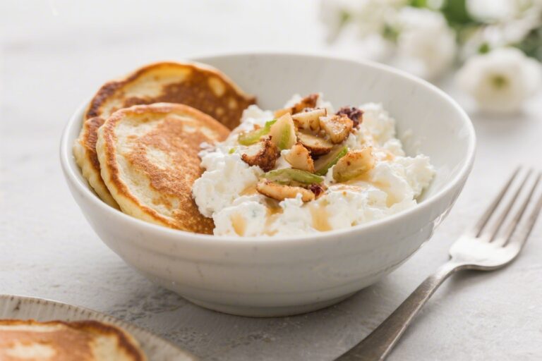 High Protein Cottage Cheese Pancake Bowl (Blended & Baked)