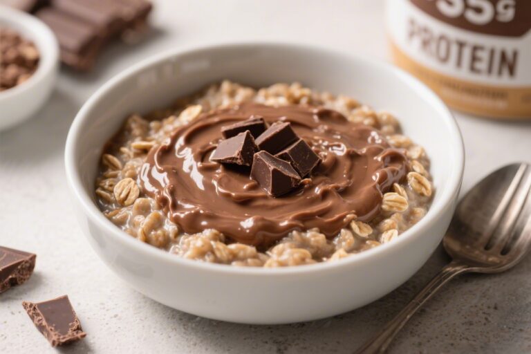Chocolate Peanut Butter Protein Oatmeal (Thick, Creamy & 35g Protein)