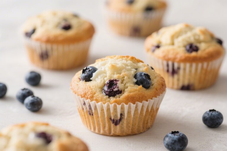 Soft Greek Yogurt Blueberry Muffins – Light, Moist, and Full of Berries