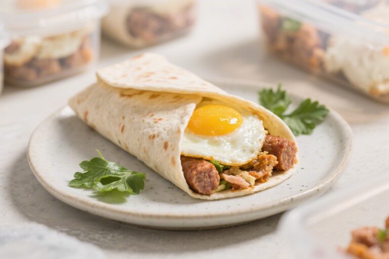 Turkey Sausage & Egg White Breakfast Burrito (Meal Prep Friendly)