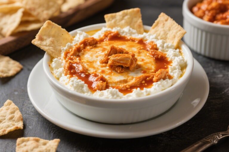 Cottage Cheese Buffalo Chicken Dip (High Protein Party Food)