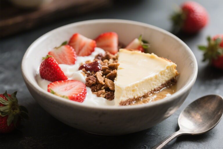 Strawberry Cheesecake Greek Yogurt Breakfast Bowl