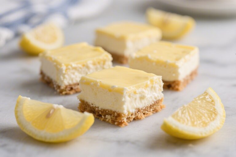 Greek Yogurt Lemon Cheesecake Bars (High Protein, Low Sugar)