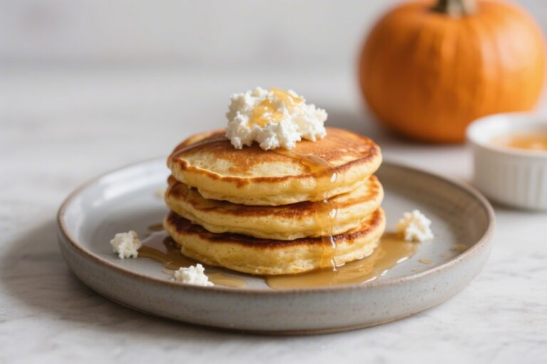 Fluffy Pumpkin Cottage Cheese Pancakes – Cozy, Protein-Packed Breakfast